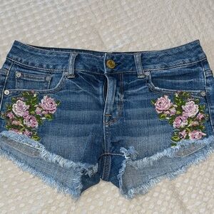 AEO Jean Shorts with Floral Embroidery